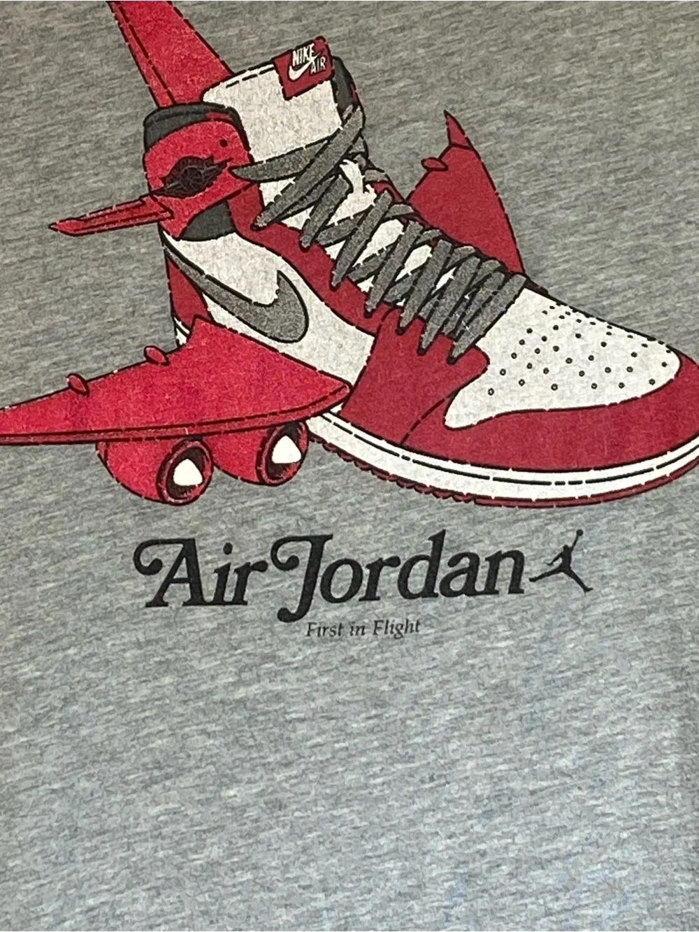 Jordan Kids Grey Tee with Red & White Sneaker Graphic